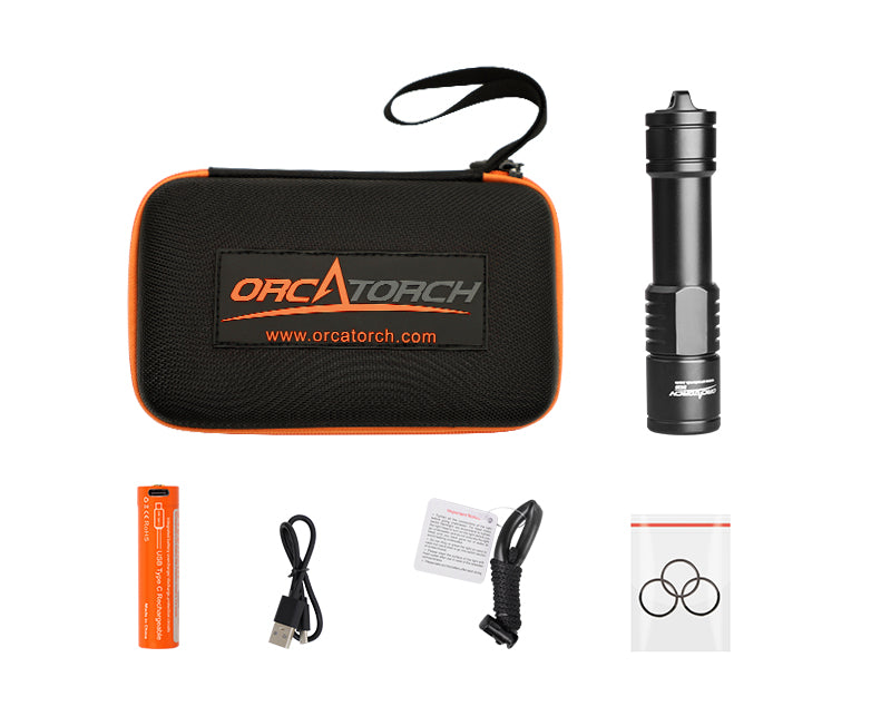 OrcaTorch D520 1000 Lumens Palm-Size Scuba Diving Light with Mechanically Rotary Switch