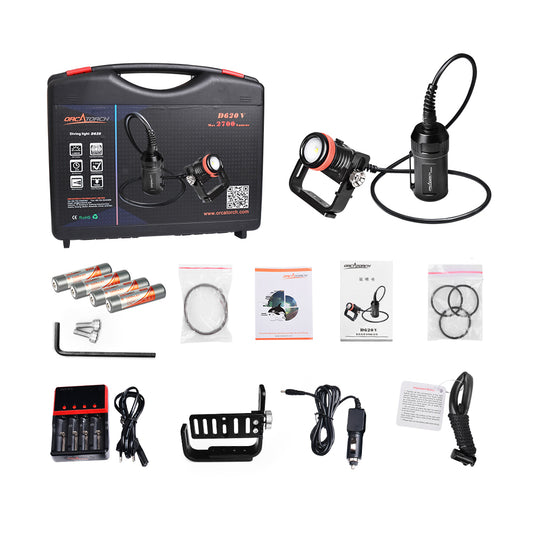 OrcaTorch D620V 2700 Lumens Primary Canister Underwater Light for Adventures and Commercial Diving