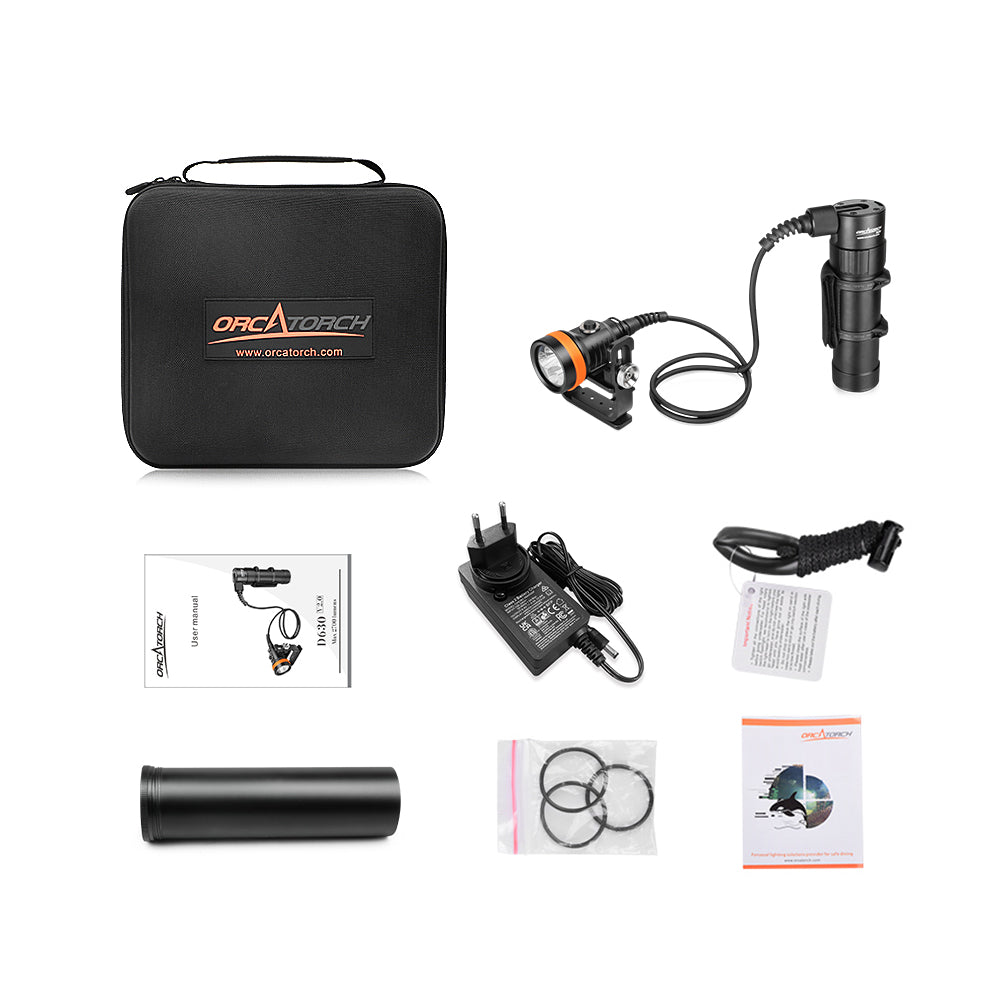 OrcaTorch D630 V2.0 4000 Lumens Canister Dive Light for Cave Diving, Wreck Diving