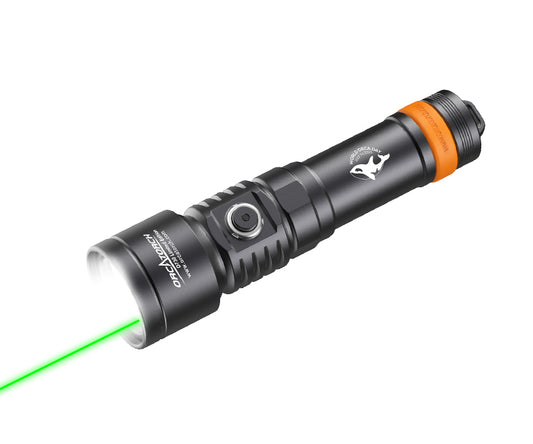 OrcaTorch D730 2-in-1 Green Laser Dive Light Max 2500 Lumen, 8° Beam Angle, SOS Function