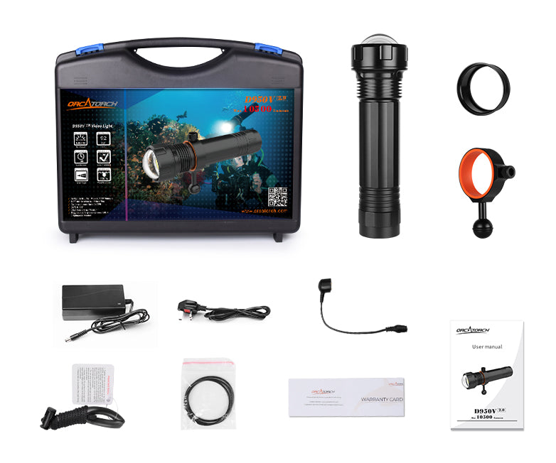 OrcaTorch D950V 10500 Lumens Best LED Video Light for Underwater Photography
