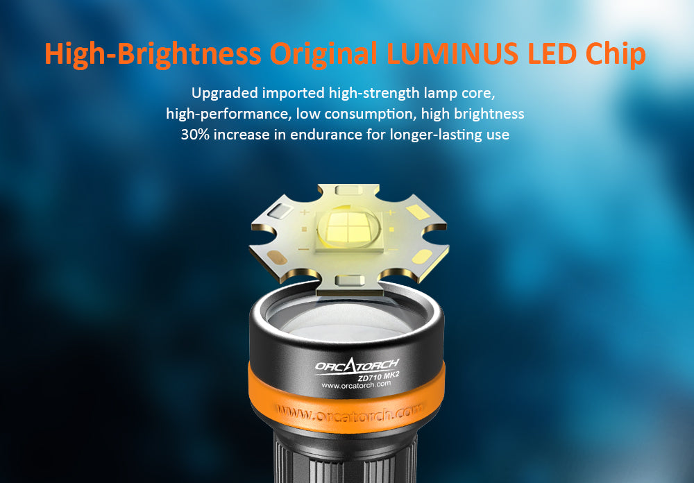 OrcaTorch NEW Zoomable Dive Light ZD710 MK2 Max 1500 Lumens