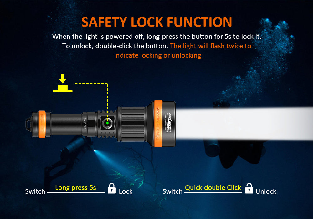 OrcaTorch NEW Zoomable Dive Light ZD710 MK2 Max 1500 Lumens
