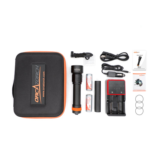 OrcaTorch D511 Primary Dive Torch Max 2200 Lumens for Underwater Activities with Poor Visibility and Night Diving