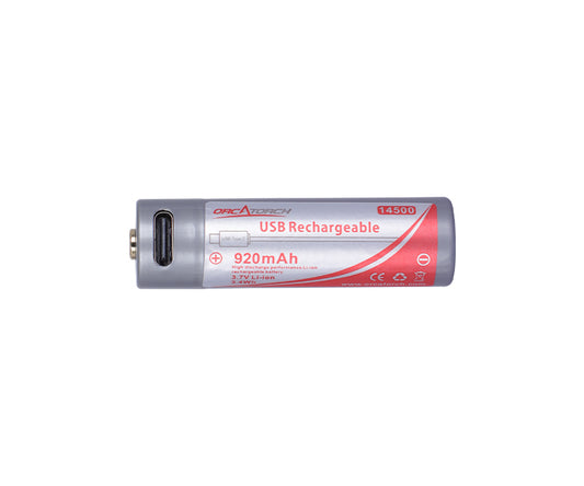 OrcaTorch Micro USB 14500 Rechargeable Battery - 750mAh