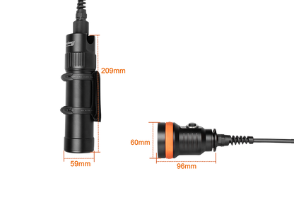 OrcaTorch D630 V2.0 4000 Lumens Canister Dive Light for Cave Diving, Wreck Diving