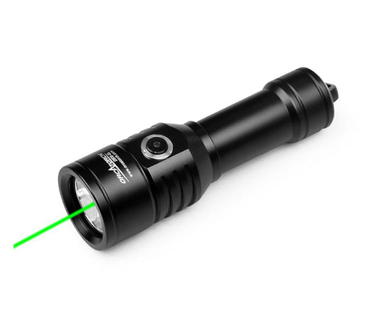 OrcaTorch D570-GL 1500 Lumens Underwater Dive Torch with Green Laser for Scuba Divers, Diving Instructors