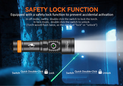 [LIMITED EDITION] OrcaTorch D730 2-in-1 Green Laser Dive Light Max 2500 Lumen, 8° Beam Angle, SOS Function