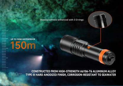 [LIMITED EDITION] OrcaTorch D730 2-in-1 Green Laser Dive Light Max 2500 Lumen, 8° Beam Angle, SOS Function