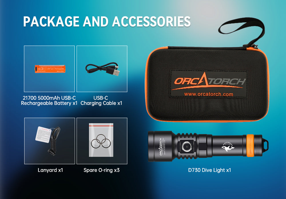 [LIMITED EDITION] OrcaTorch D730 2-in-1 Green Laser Dive Light Max 2500 Lumen, 8° Beam Angle, SOS Function